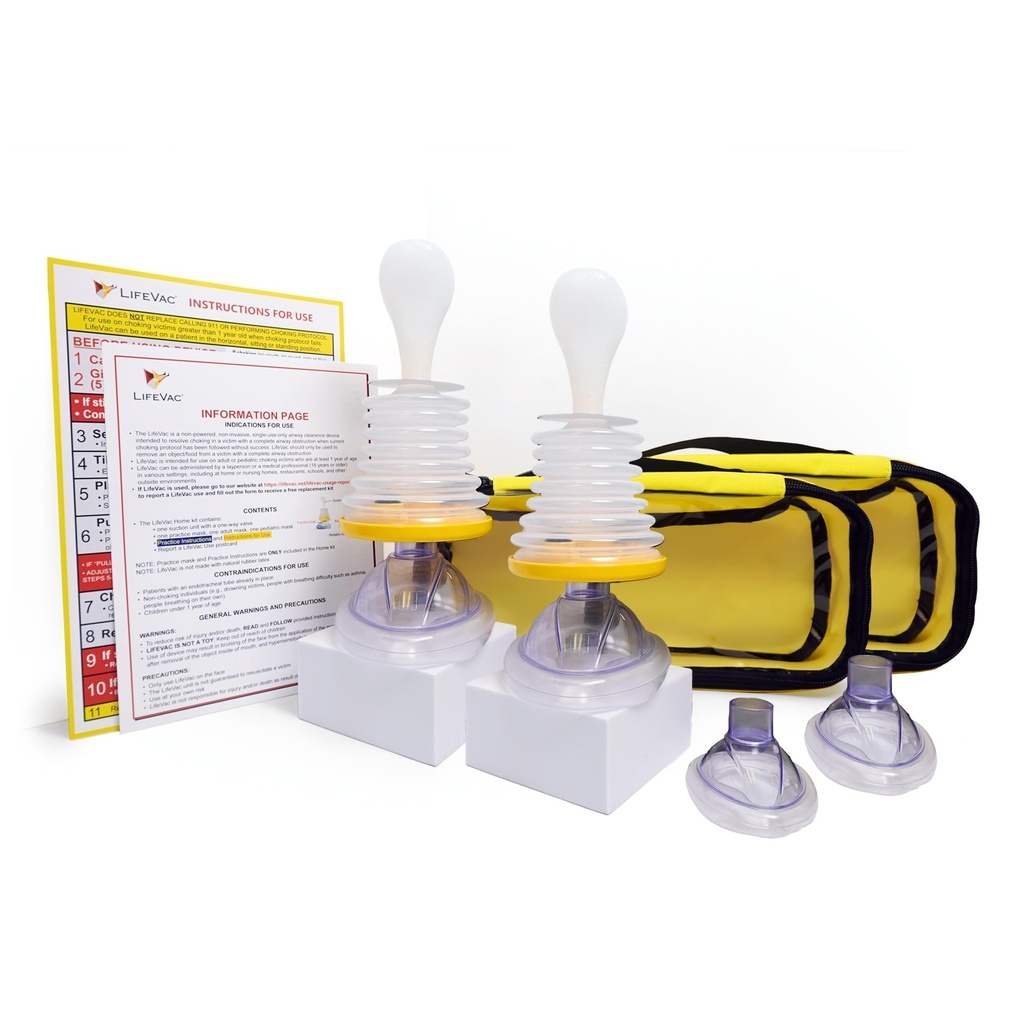 LifeVac Yellow Travel Kit 2 Pack - Portable Suction Rescue Device, First Aid Kit for Kids and Adults, Portable Airway Suction Device for Children and Adults
