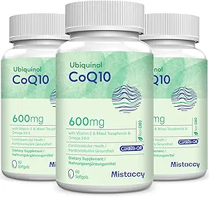 CoQ10 600mg Softgels ← Alta Absorción CoQ10 Ubiquinol Suplemento Silencio Forma reducida Mejorada con Vitamina E &amp; Omega 3 6 9 Silencio Antioxidante Powerhouse Good for Health  180 Soft