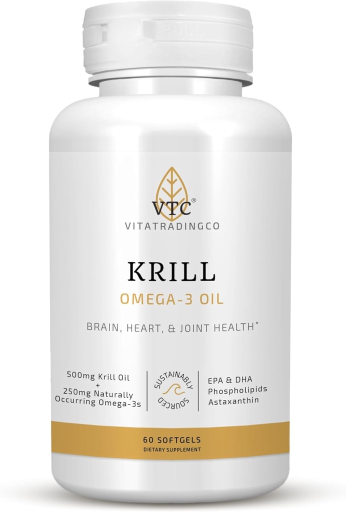 VTC VitaTradingCo. Krill Omega-3 Suplemento Óleo sobre el Neptuno Antártico Puro Aceite de Krill Antártico (NKO)