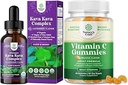 Bundle of Potent Liquid Kava Kava drops Suplemento con Kavalactones para el Mood Equilibrado y Gummies de Vitamina C Chewable para Adultos - Ascorbic Acid Natural Immune Booster y Natural Cold Remedy