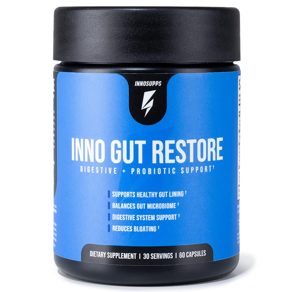 Inno Gut Restore Probiotic Prebiotic & Digestive Enzymes for Gut Health for Women & Men - Supports Digestive Health with Enzymes for Digestion & Pre + Probiotic Blend (30 Servings, 60 Capsules)
