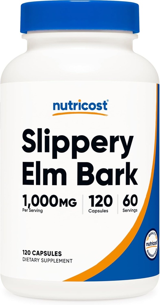 Nutricost Slippery Elm Bark Capsules 1000mg Per Serving, 120 Capsules - Non-GMO, Gluten Free, Vegetarian Friendly