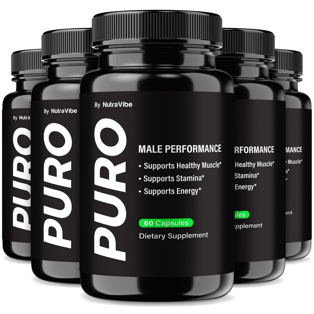 (5 Pack) Puro Capsules – Natural Testo Support with Premium Formula for Lasting Energy, Stamina & Performance | Poro Easy-to-Take Daily Pills, Official (300 Capsules)