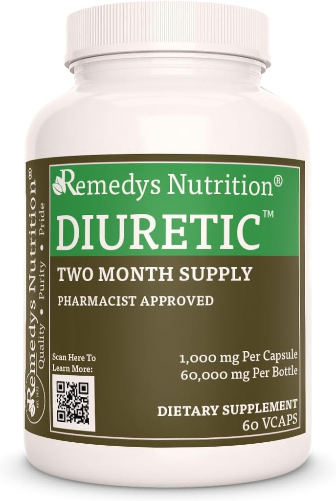 Remedy's Nutrition DiureticTM peru 1,000 mg, 60 Vegan Capsules Herbal Suplemento dietético ← Dos meses de suministro