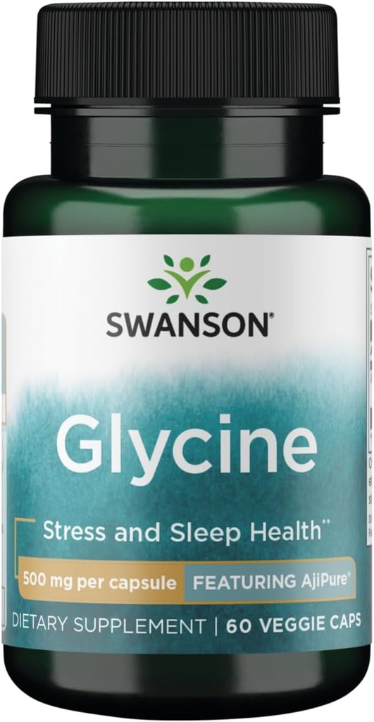 Swanson Amino Acid Ajipure Glycine Pharmaceutical Grade 500 Milligrams 60 Veg Capsules