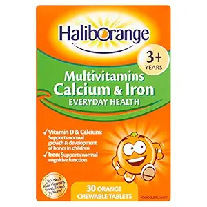 Haliborange Siete Mares Niños Multivitaminas Calcio &amp; Hierro 30 Azulejos de sabor a naranja