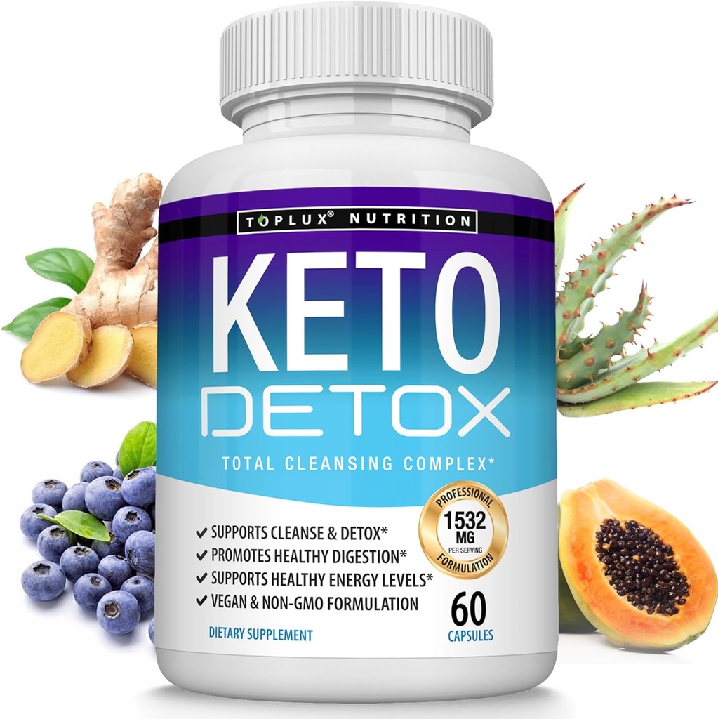 Toplux Keto Detox Pills Advanced Cleansing Extract – 1532 Mg Natural Acai Colon Cleanser Formula, Flush Toxins & Excess Waste, for Men Women, 60 Capsules, Suplemento