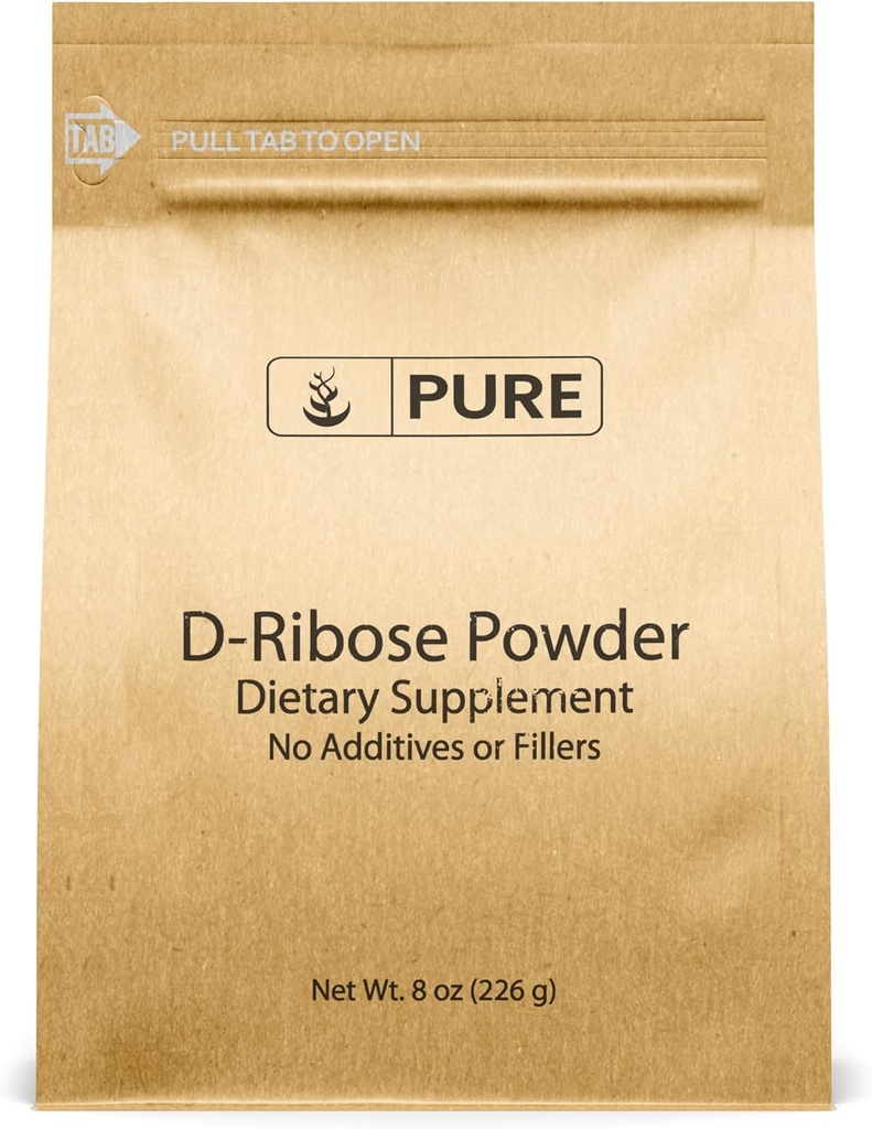 Ingredientes originales puros D-Ribose (8oz) Suplemento nutricional, no GMO, libre de gluten, sin sabor