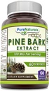 Naturales puros Pine Bark Extract Suplemento Silencio 100 Mg Por Serving ← 60 Veggie Capsules ← No GMO ← Gluten Free ← Made in USA