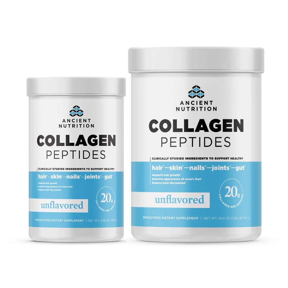 Ancient Nutrition Collagen Peptides Protein Powder, Unflavored, 14 Servings + Collagen Peptides Protein Powder, Unflavored, 28 Servings