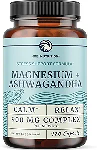 Magnesium Ashwagandha ← Calming Magnesium Supplement for Adults TEN Relax, Rest, Calm Mood & Sleep Support ← Mag Citrate " Oxide 400 mg + Ashwagandha 500 mg  Muscle Health " Stress Relief