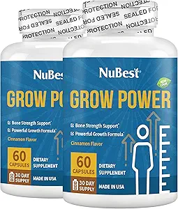 NuBest Grow Power - Suplemento de calcio - Suplemento de magnesio con vitamina D3, B6, Zinc, fósforo y multivitamínico para huesos fuertes, salud general para la edad 10+ ← Pack 2