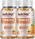 Turmérico y Gummies de jengibre (2 Pack) - Curcumina Turmérica con Pepper Negro y suplementos de jengibre para la piel sana - Gummies Tormérica Vegan para adultos - Gluten Gratis, Bajo Azúcar