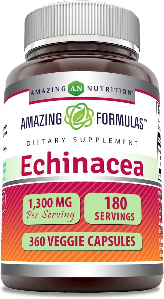 Fórmulas increíbles Echinacea ← 1300 Mg Por Serving ← 360 Veggie Capsules ← Non-GMO TEN Gluten Free TEN Made in USA