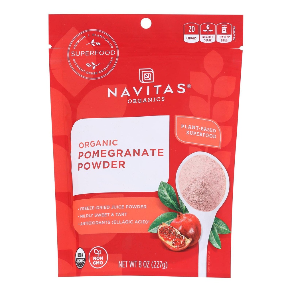 Navitas Organics Gluten Free Naturally Sweet and Mildly Tart Flavor Pomegranate Powder (8OZ, Non GMO, Freeze Dried, Gluten Free, Pack of 6) (6 Items)