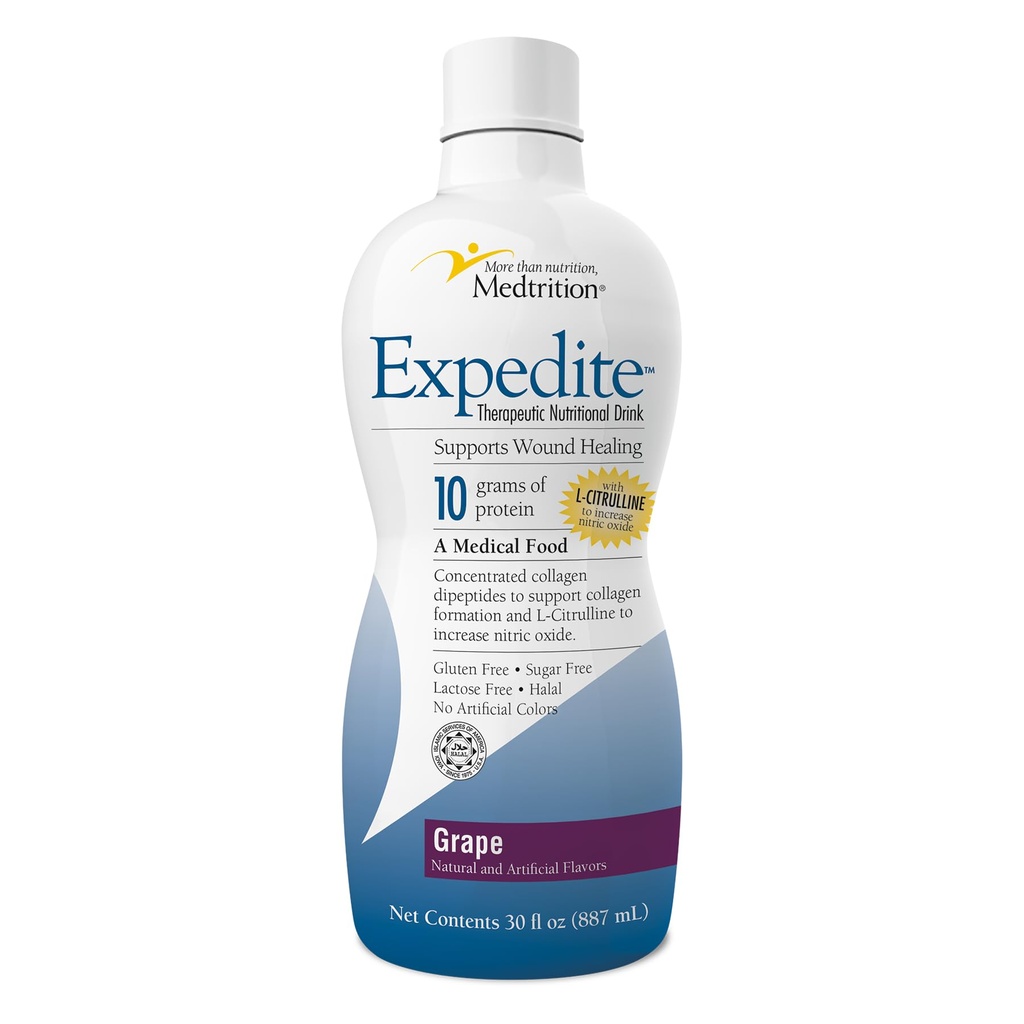 Medtrition Expedite Liquid Collagen, Grape, 30 Fl Oz, Pack of 1 - Nutrition Support for General, Orthopedic & Cosmetic Surgery Recovery