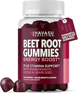 Beet Root Gummies with COQ10 & Pomegranate - Nitric Oxide Supplement for Men and Women - Beetroot for Endurance, Performance, Recovery - Vegan, Non-GMO, Gluten Free - Mixed Berry Flavor, 30 Conde