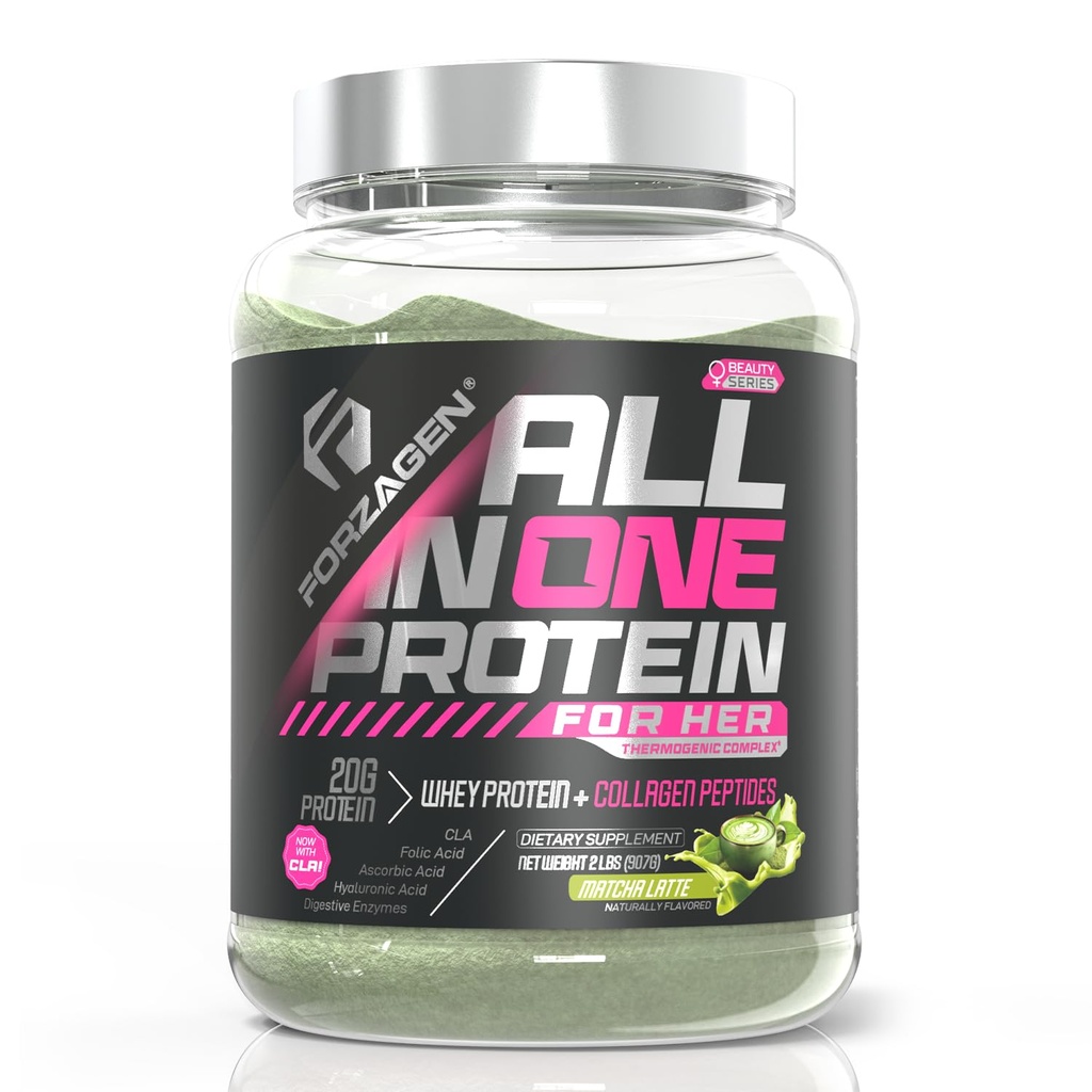 Forzagen All in One Protein for Her, Protein Powder for Women with Collagen Peptides (2 Pound (Pack of 1), Matcha Latte)