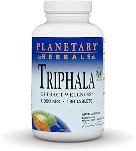 Herbals planetarios Triphala Limpiador Interno 1000mg para GI Bienestar Tract - 180 Tablets