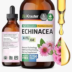 BIO KRAUTER Echinacea Drops - Natural Immune Support - Echinacea Tincture Supplement - Vegan, Alcohol &amp; Sugar Free Drops - 4 Fl.Oz.
