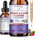 GREENPEOPLE Kidney Cleanse Detox " Repair - 27-In-1 Kidney " Liver Drops with 20:1 Cranberry Extract " Chanca Piedra, Alcohol-Free Supplement for Urinary Tract " Liver Support (2 Oz 1 Pack, Blueberry)