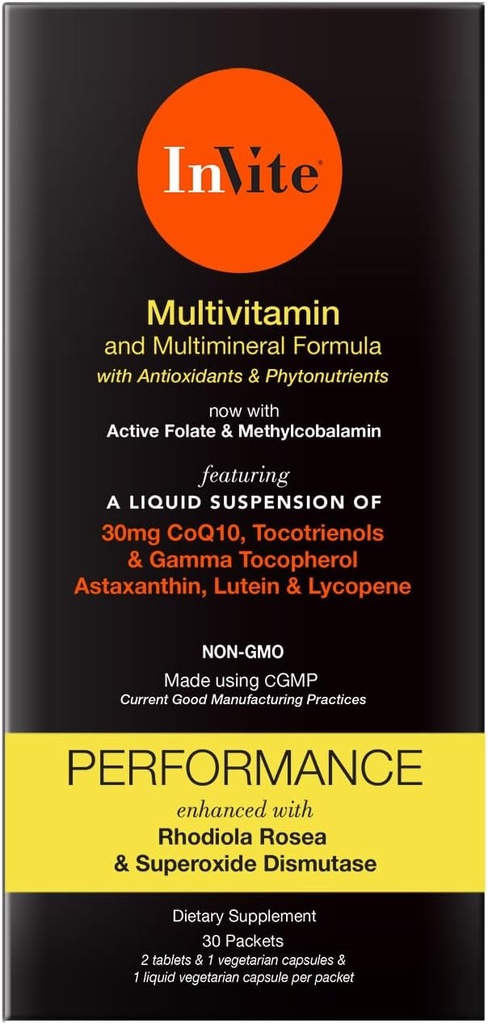 Invitar el rendimiento de la salud Vitamina - Multivitamínico diario completo con soporte mejorado para atletas y personas activas - 30 días de suministro