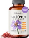 Optimal Prime Saffron Supplement - 100% Pure Saffron Extract 88.5mg - Helps Support Optimal Mood, Energy, and Metabolism, Vegetarian Friendly, Non-GMO, Gluten-Free, Soy-Free, 90 Capsules