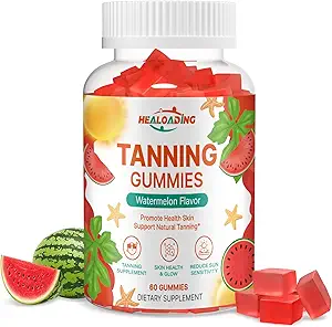 Tanning Gummies Supplement for Adults: Daily Tanning Gummies with Astaxanthin, Collegen, Lycopene, zinc (Citrate), Vitamin for Tanning Supplement Skin Health & Glow Reduce Sun Sensitivity