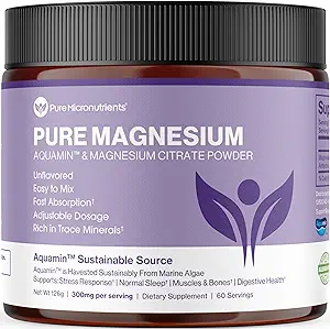 Pure Magnesium Citrate Powder to Support Sleep, Muscle & Bone Health, Energy, Heart " Digestion. Mezcla de Bebida de Polvo de Magnesio Desarrollado, Vegan, 60 Servimientos