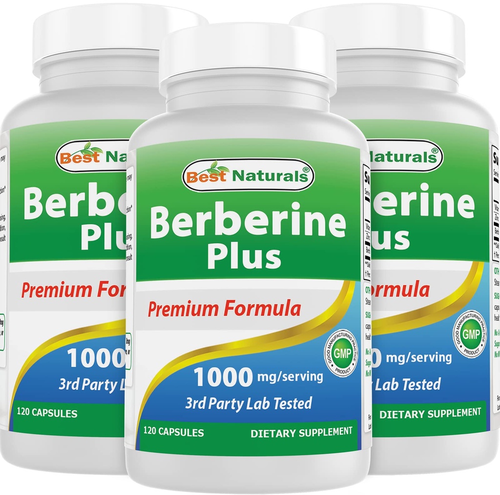 Best Naturals Berberine Plus 1000 mg/Serving 120 Capsules (120 Cuenta (Pack of 3))