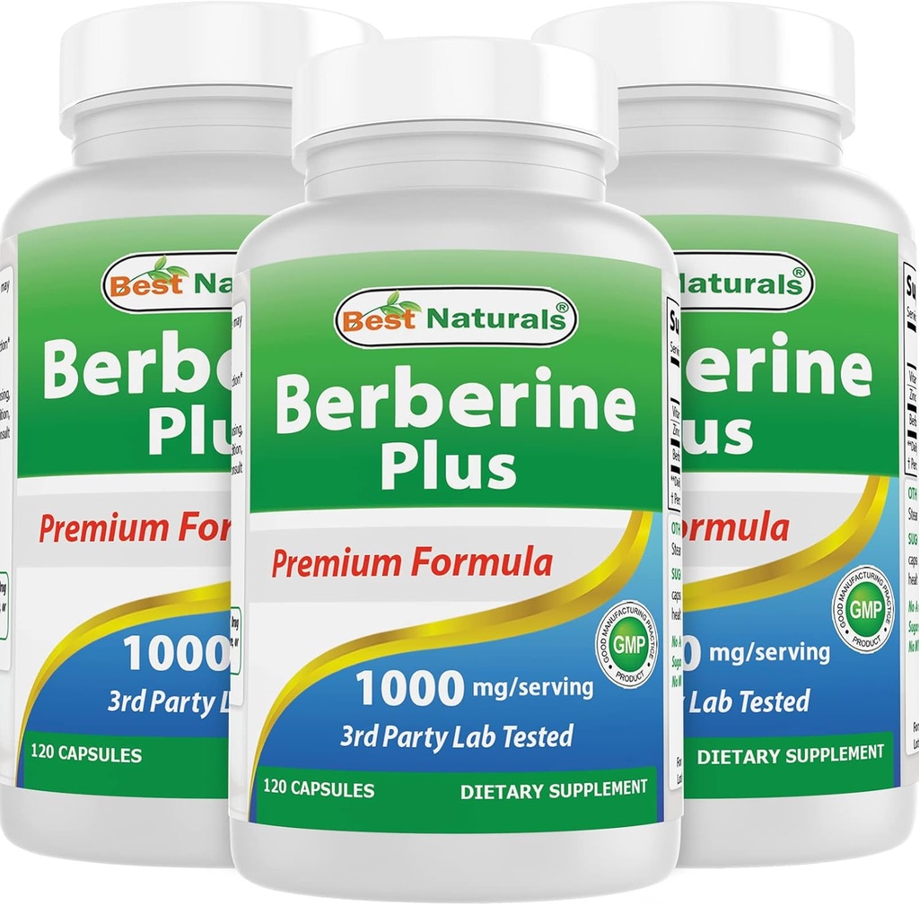 Best Naturals Berberine Plus 1000 mg/Serving 120 Capsules (120 Cuenta (Pack of 3))