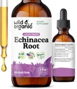 Wild & Organic Echinacea Tincture - Immune Support Drops with Liquid Echinacea Root Extract - Angustifolia Supplements - Vegan, Sugar &amp; Alcohol-Free - 2 fl oz