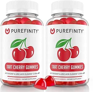 PUREFINITY Tart Cherry Gummies – Uric Acid Flush for Joint Relief & Recovery, Raw Juice Extract Antioxidant – Non-GMO, Gluten Free, Vegan, 60 Conde (Pack of 2)