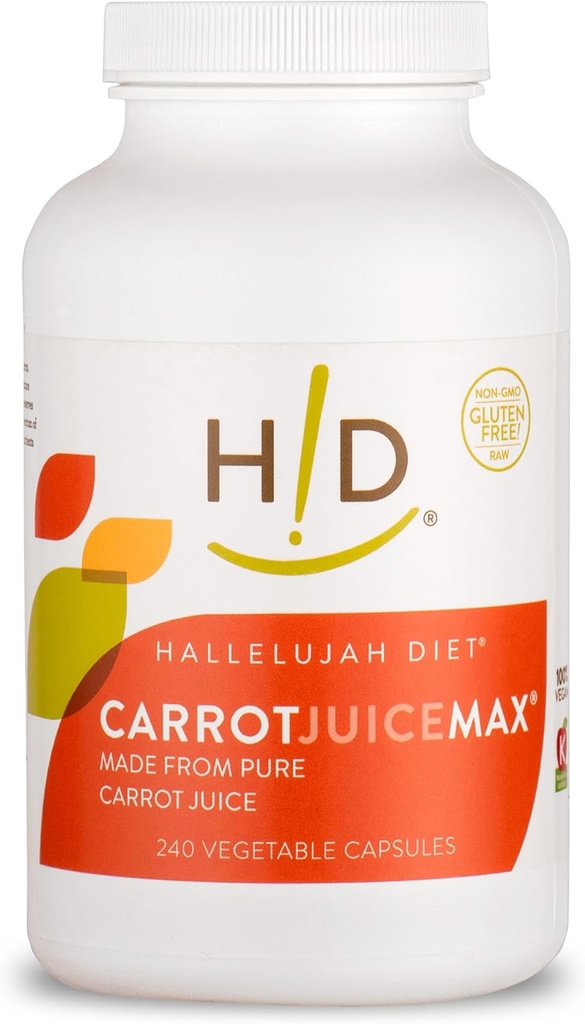 Aveelujah Diet CarrotJuiceMax Vegitable Capsules - Hecho de Carrota Orgánica Jugo, No Ingredientes Artificiales, Vitaminas Naturales y Minerales, Suplemento Antioxidante (240 cápsulas Vegan)
