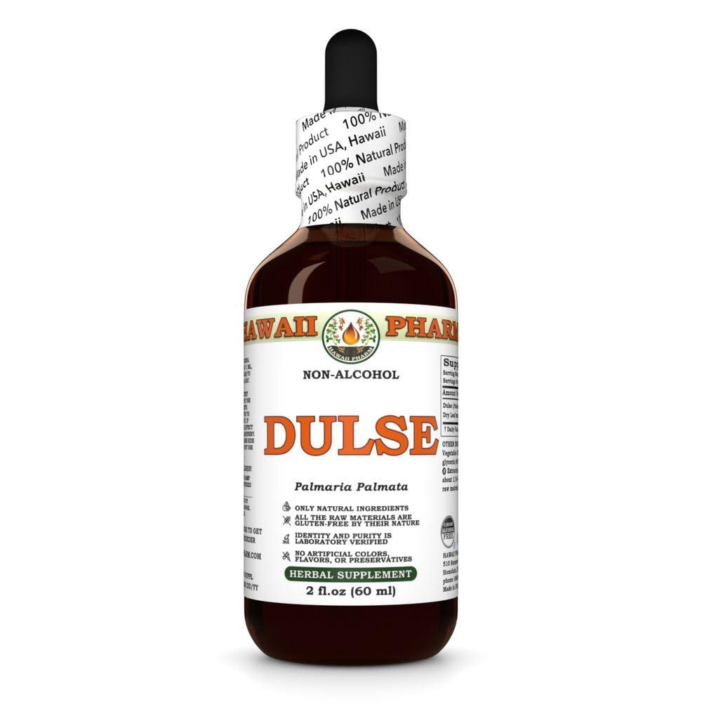Dulse (Palmaria Palmata) Dry Leaf Glycerite, Made in Hawaii, All Natural, Vegan, Lab Tested Alcohol-Free Liquid Extract - 2 fl.oz