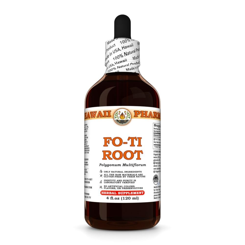 Fo-Ti Root (Polygonum Multiflorum) Dry Root Tincture, All Natural, Vegan, Pure Liquid Extract - 4 fl.oz