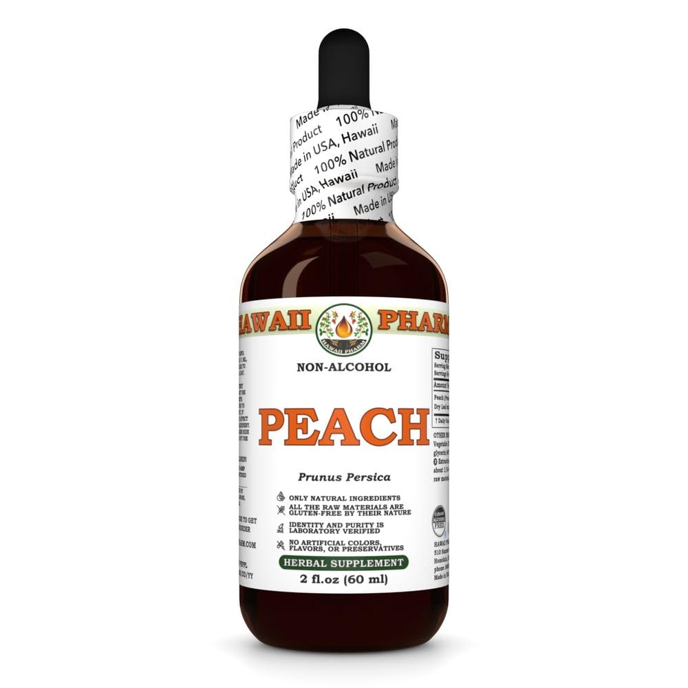 Peach (Prunus Persica) Dry Leaf Glycerite, All Natural, Vegan, Lab Tested Alcohol-Free Liquid Extract - 2 fl.oz