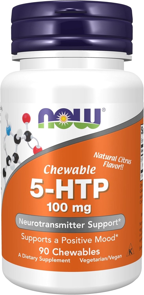 AHORA Suplementos de alimentos, 5-HTP (5-hidroxitryptofan) 100 mg, Apoyo neurotransmisor*, 90 Chewables