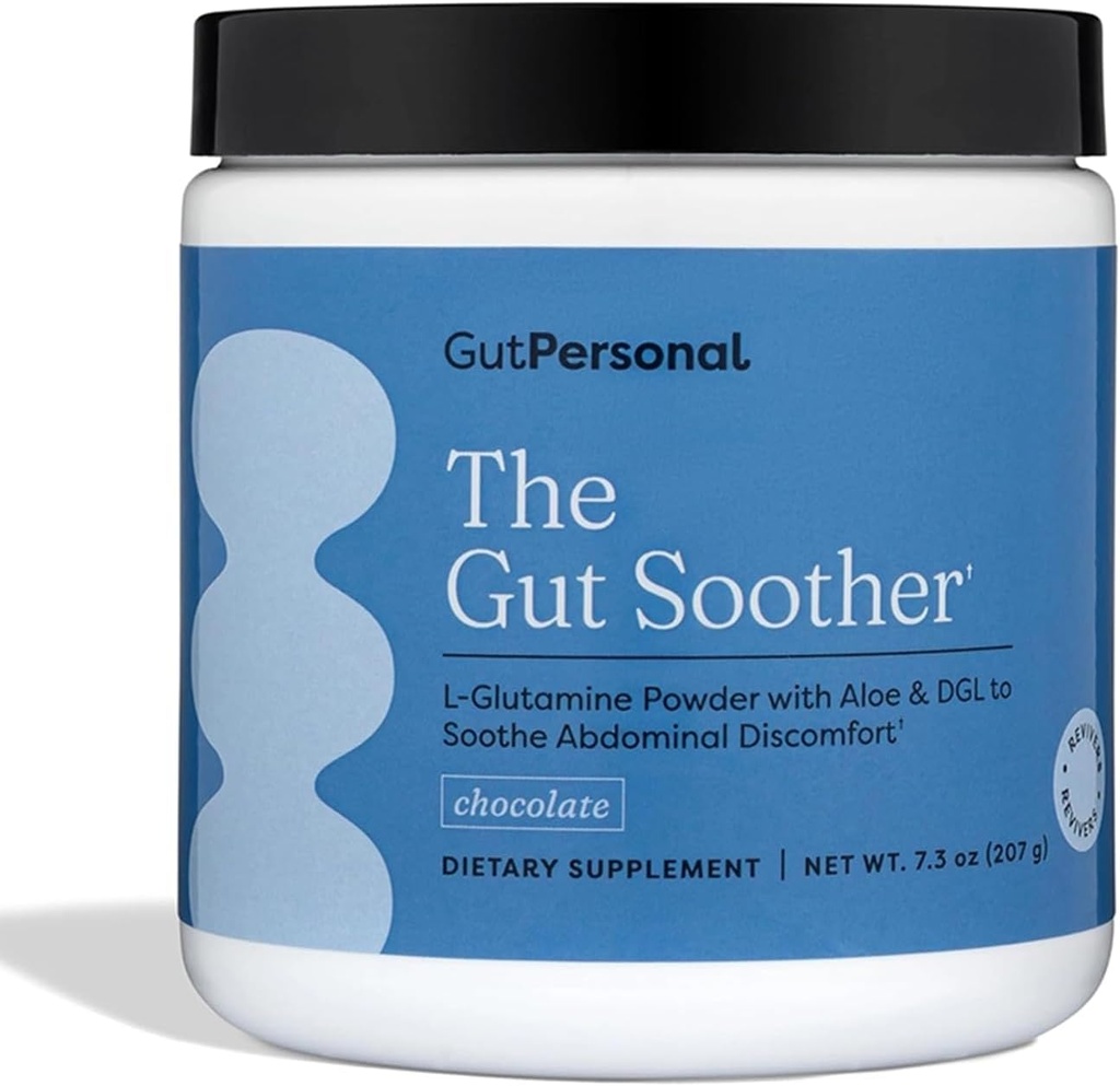 GutPersonal The Gut Soother L-Glutamine Powder Supplement: Restore Gut Lining, Soothe Digestive Discomfort While Promoting Overall Gut Health, 30 Servings (Chocolate)