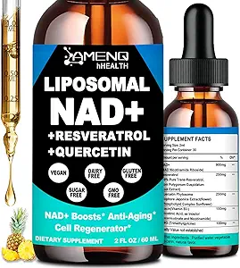 NAD Suplemento, Liposomal NAD Nicotinamide Riboside Resveratrol 900mg Quercetion, TMG, Vitamin B3, High Potency NAD Plus Liquid Supplement for Cell Regenerator, Longevity, Energy, Anti-Aging, Focus