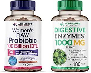 Pleno Wellness Dr. Formulated Raw Probiotics for Women 100 Billion CFUs + Enzymes Digestivos 1000MG Plus Prebióticos &amp; Probióticos Suplemento Bundle