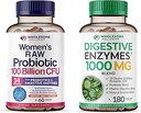 Pleno Wellness Dr. Formulated Raw Probiotics for Women 100 Billion CFUs + Enzymes Digestivos 1000MG Plus Prebióticos &amp; Probióticos Suplemento Bundle