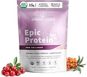 Sprout Living Epic Protein, Plant Based Protein & Superfoods Powder, Pro Collagen, Berry peru 15 Grams Organic Protein Powder, Vegan, Non Dairy, Non-GMO, Gluten Free, Low Sugar (0,7 libras, 12 servidos)