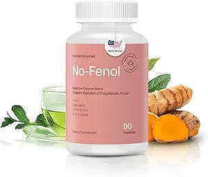 Houston Enzymes No-Fenol - Suplemento Digestivo de Enzyme para la digestión polifenólica y fibras vegetales - Enzimas digestivas para mujeres y hombres (90 cápsulas)