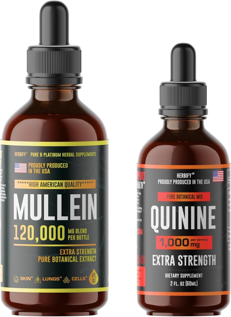 HERBIFY Bundle - Mullein Leaf Extract " Quinine Liquid - Respiratory Support " Digestion Support