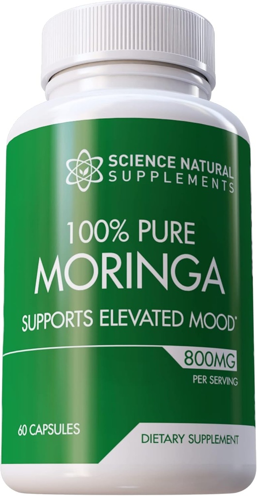 Moringa Capsules (60 Conde) - Moringa Powder Capsules Embalado con Vitaminas Esenciales y Antioxidantes - Moringa Capsule for Brain Support - Moringa Leaf Capsules