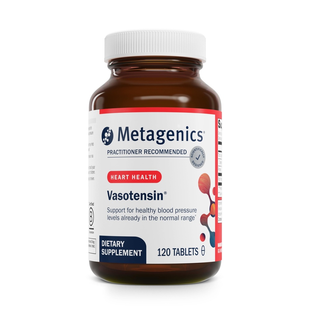 Vasotensina metagénica - Soportes Niveles de presión sanguínea saludables Ya en el rango normal* - Suplemento Bonito Peptide - Proteína de pescado - No Gluten-Free - 120 Tablets