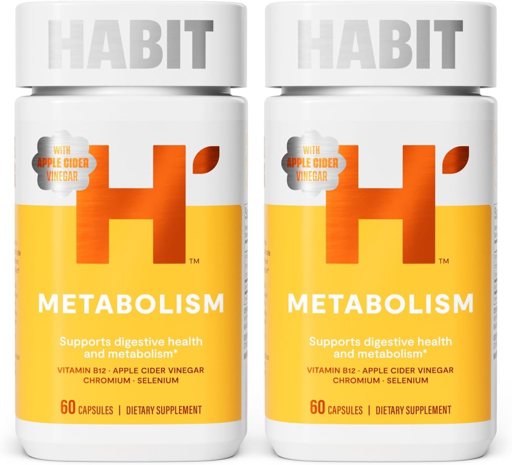 Metabolismo Habit Suplemento 2 Pack (120 Capsules) - Apoya la salud digestiva & metabolismo, vitamina B12, selenio, cromo, vinagre de manzana, vegano, no GMO
