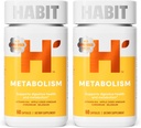Metabolismo Habit Suplemento 2 Pack (120 Capsules) - Apoya la salud digestiva & metabolismo, vitamina B12, selenio, cromo, vinagre de manzana, vegano, no GMO