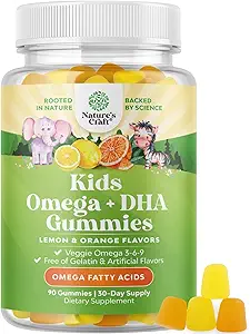 Niños DHA Omega 3 Gummies para niños - Delicious Fish Free DHA Omega 3 Gummies con Vegetariano 6 9 para Visión Cerebro &amp; Inmunidad - No GMO Suplemento Fish &amp; Gluten Gratis 1 Mes